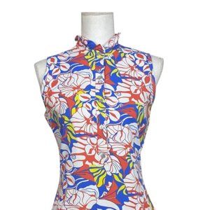 J McLaughlin XS Bright Floral Print Catalina Cloth Stretch Jersey Henley Dress